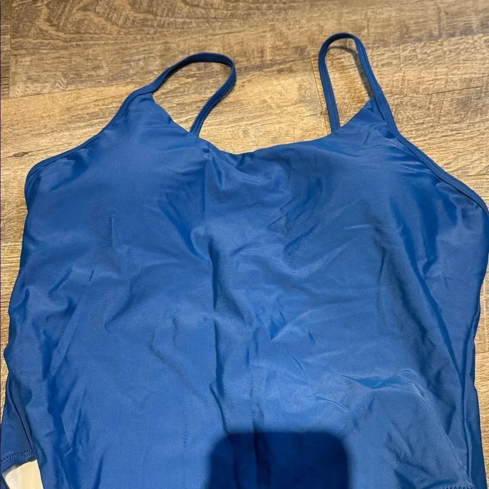Sz XL One piece Blue swimsuit hygiene liner in place, no tags, no brand